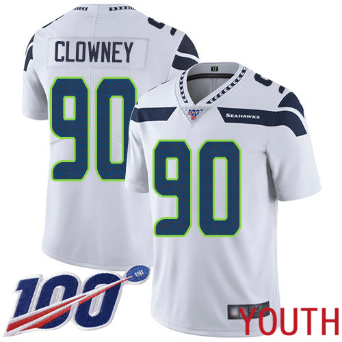 Seattle Seahawks Limited White Youth Jadeveon Clowney Road Jersey NFL Football 90 100th Season Vapor Untouchable